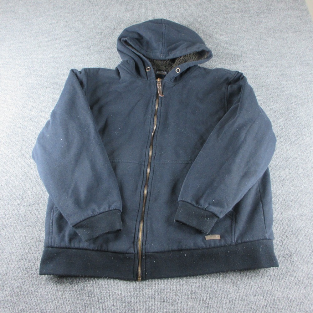 Smith's Workwear Hoodie Mens XL Blue Full Zip Sherpa Lined Fleece Jacket Work
